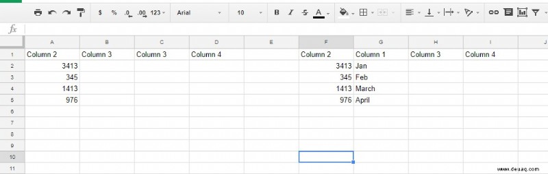 So tauschen Sie Spalten in Google Sheets aus 