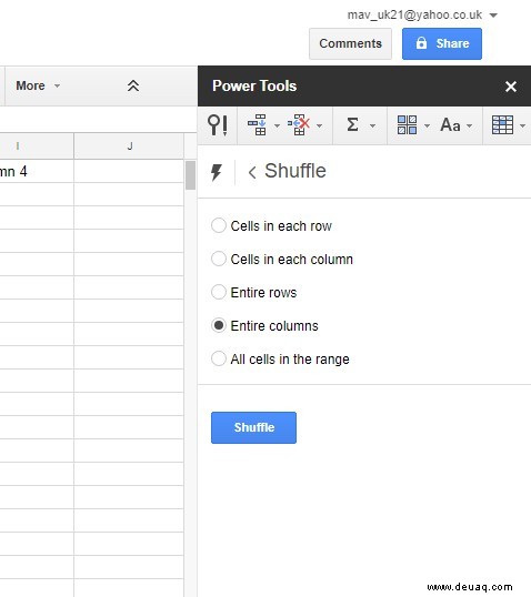 So tauschen Sie Spalten in Google Sheets aus 