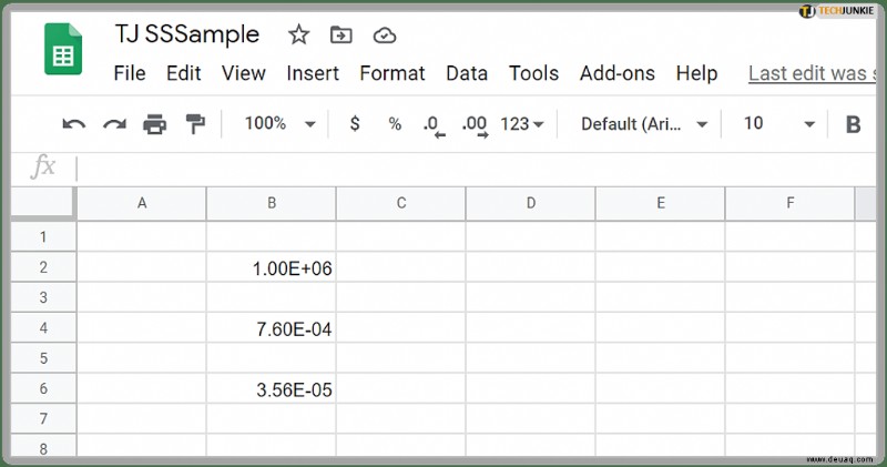 So deaktivieren Sie die wissenschaftliche Notation in Google Tabellen