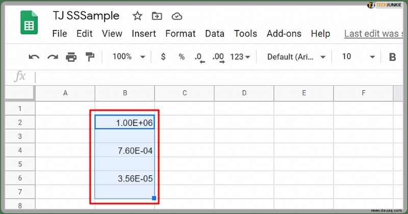 So deaktivieren Sie die wissenschaftliche Notation in Google Tabellen