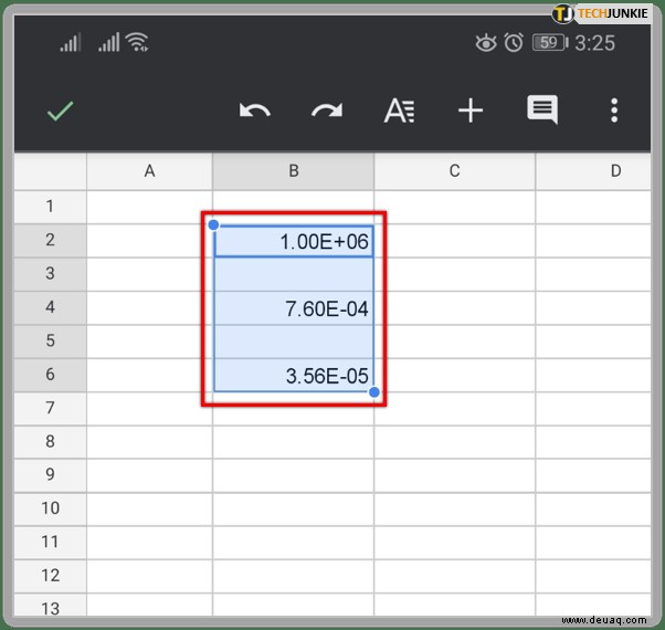 So deaktivieren Sie die wissenschaftliche Notation in Google Tabellen