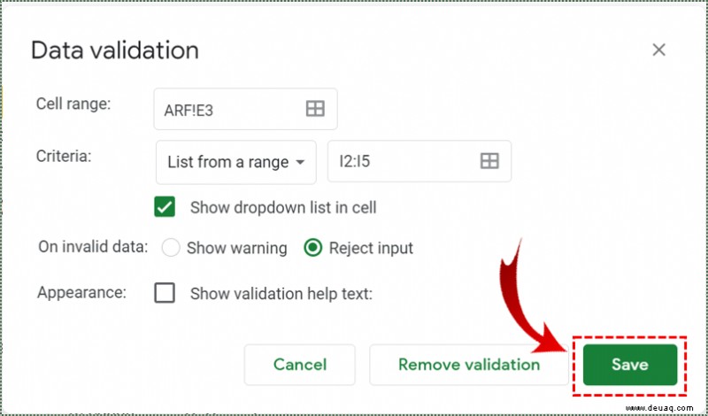 Einfügen von Dropdown-Listen in Google Tabellen