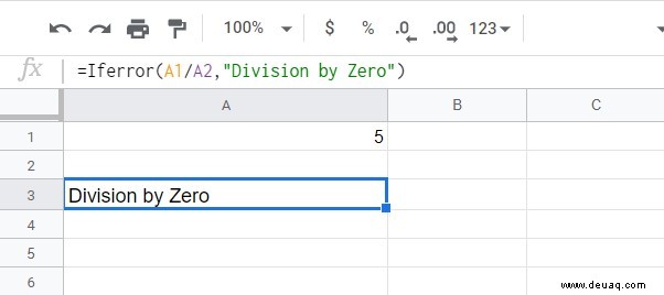 So entfernen Sie #Div/0 in Google Tabellen
