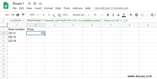 So verwenden Sie Vlookup aus einer anderen Arbeitsmappe in Google Sheets