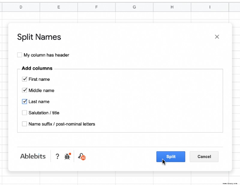 So trennen Sie Vor- und Nachnamen in Google Tabellen