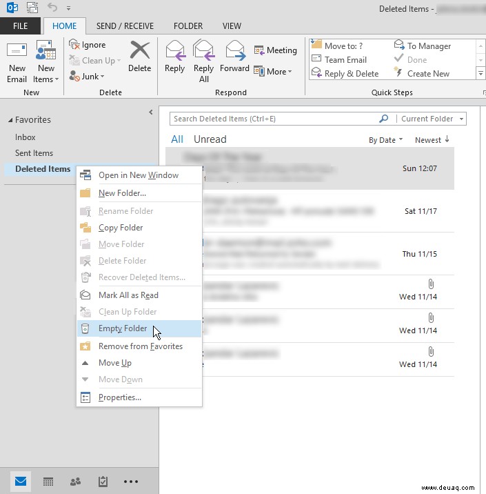 So löschen Sie alle E-Mails in Outlook