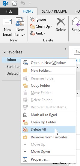 So löschen Sie alle E-Mails in Outlook