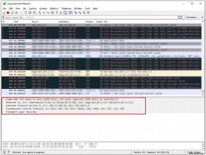 Verwendung von Wireshark