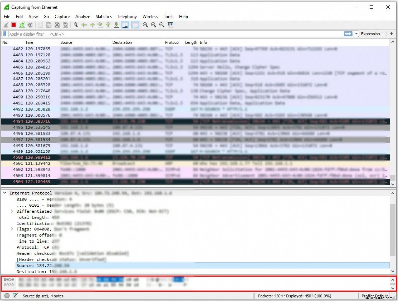 Verwendung von Wireshark