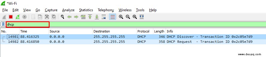 Verwendung von Wireshark