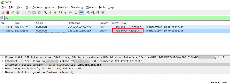 Verwendung von Wireshark