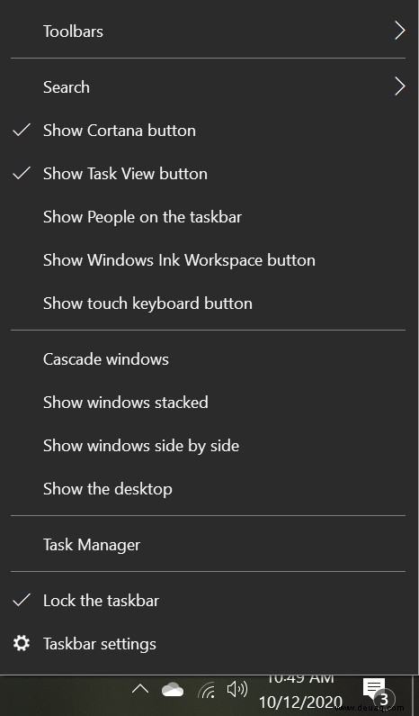 So entfernen Sie die Suchleiste und Cortana aus der Windows 10-Taskleiste