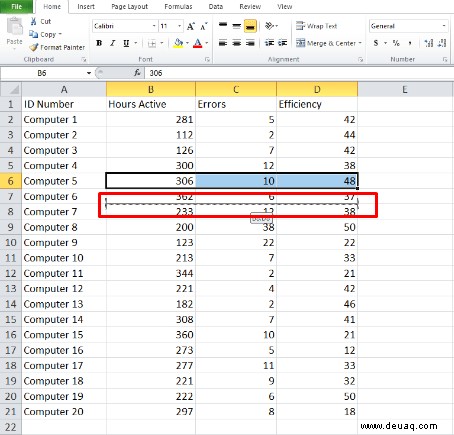 So vertauschen Sie zwei Zeilen in Excel