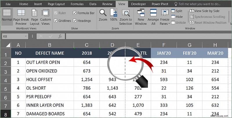 So entfernen Sie die gepunkteten Linien in Excel