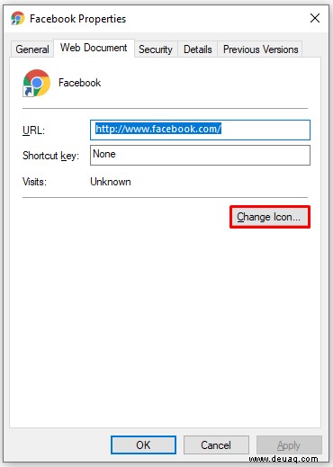 Facebook-Symbol zum Desktop hinzufügen