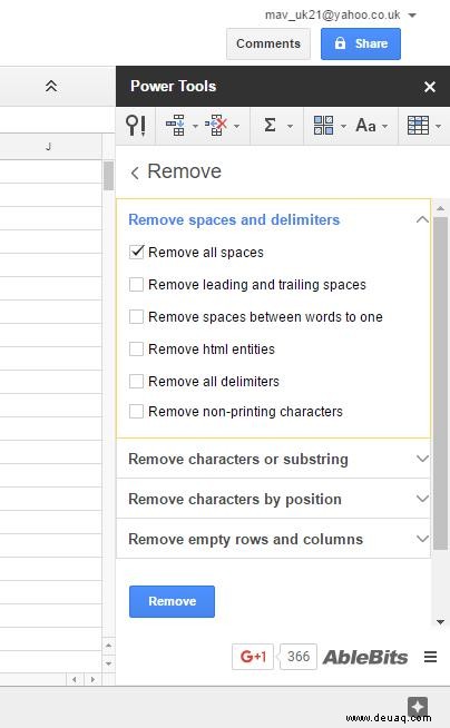 So entfernen Sie Leerzeichen in Google Tabellen