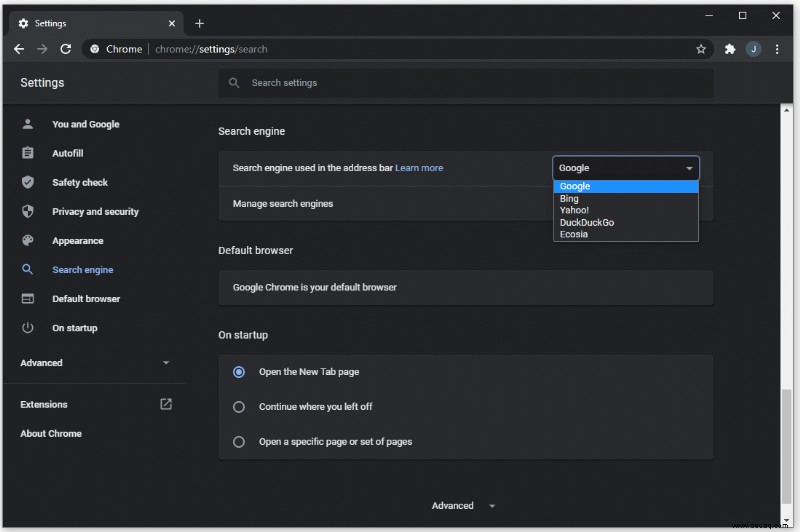 So ändern Sie die Standardsuchmaschine in Chrome
