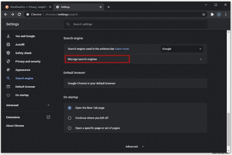 So ändern Sie die Standardsuchmaschine in Chrome