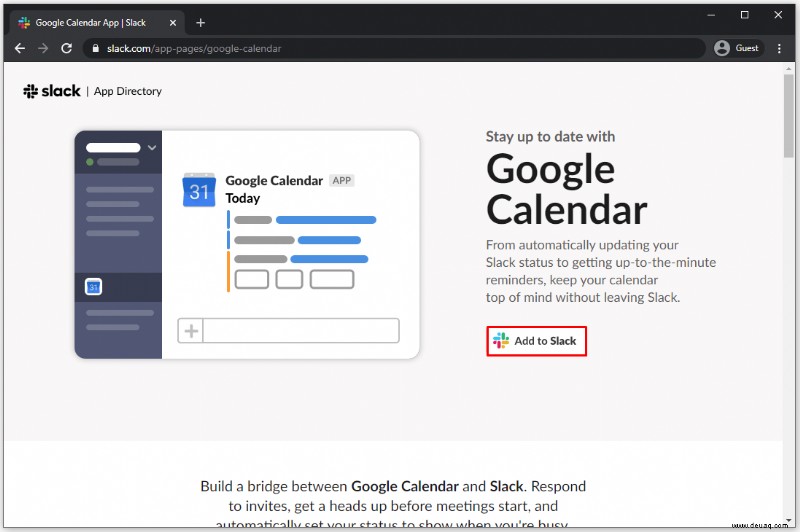 So fügen Sie Google Kalender zu Slack hinzu
