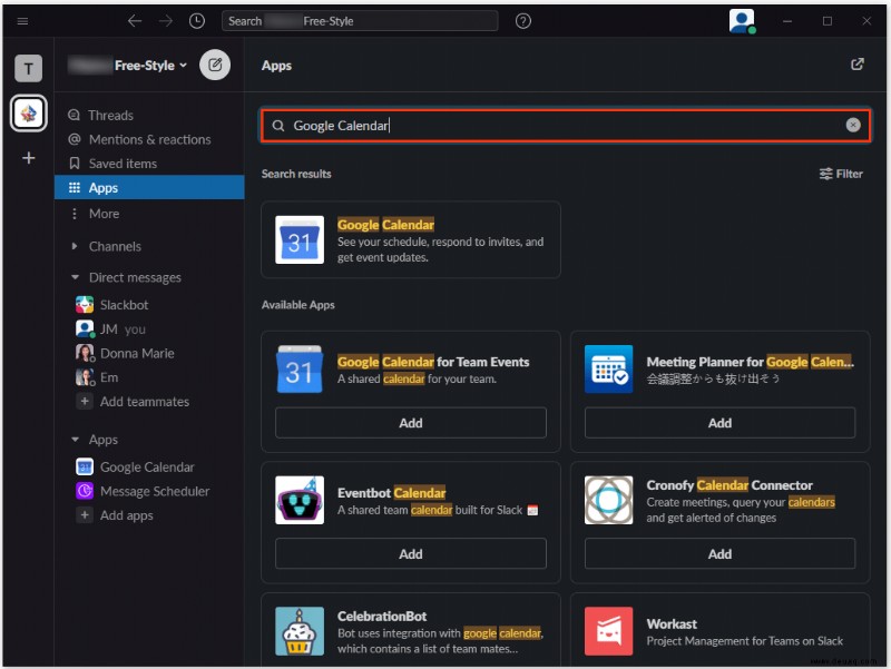 So fügen Sie Google Kalender zu Slack hinzu