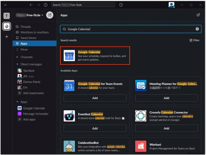 So fügen Sie Google Kalender zu Slack hinzu