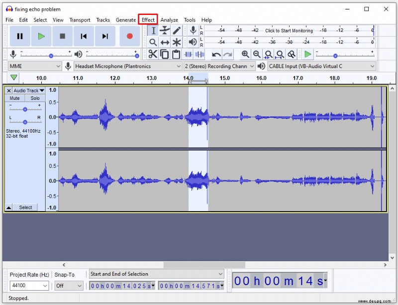 So entfernen Sie ein Echo in Audacity