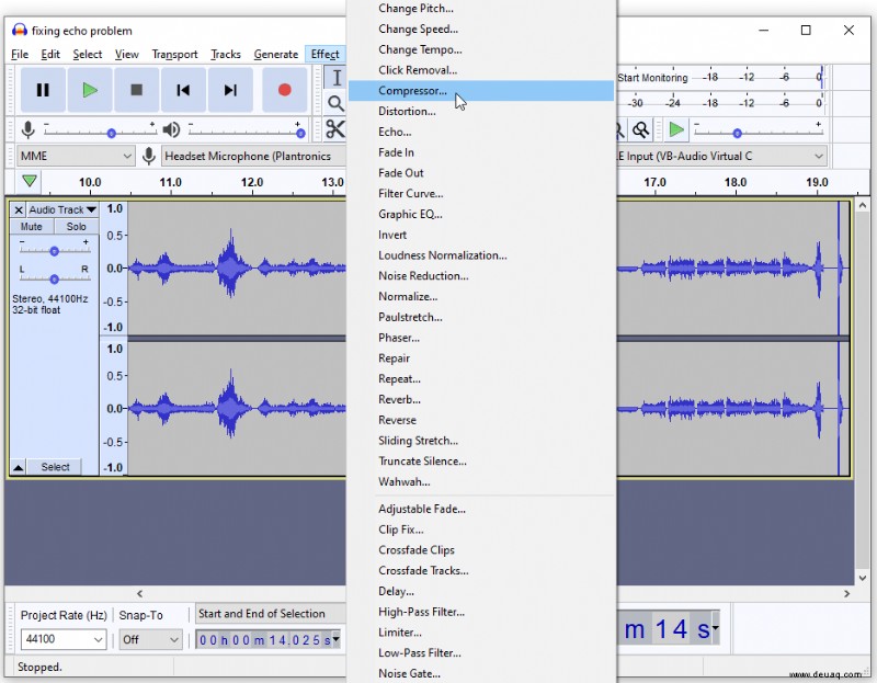 So entfernen Sie ein Echo in Audacity