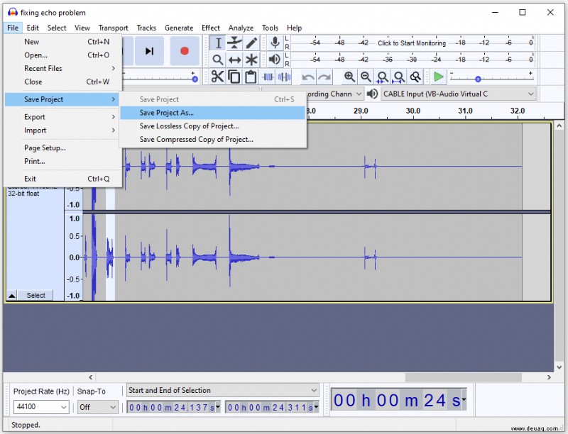 So entfernen Sie ein Echo in Audacity