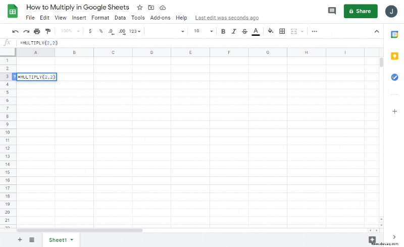 Wie man in Google Tabellen multipliziert