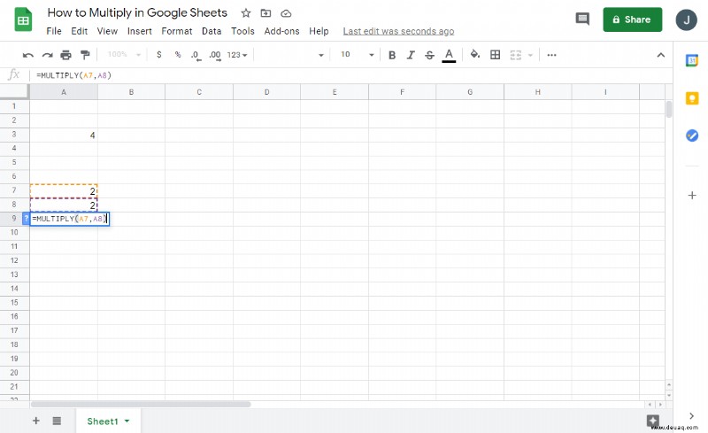 Wie man in Google Tabellen multipliziert