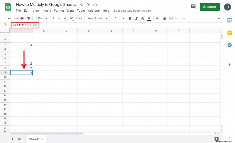 Wie man in Google Tabellen multipliziert