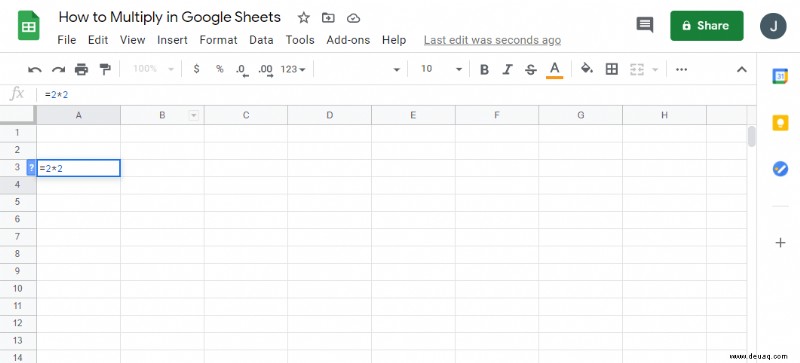 Wie man in Google Tabellen multipliziert