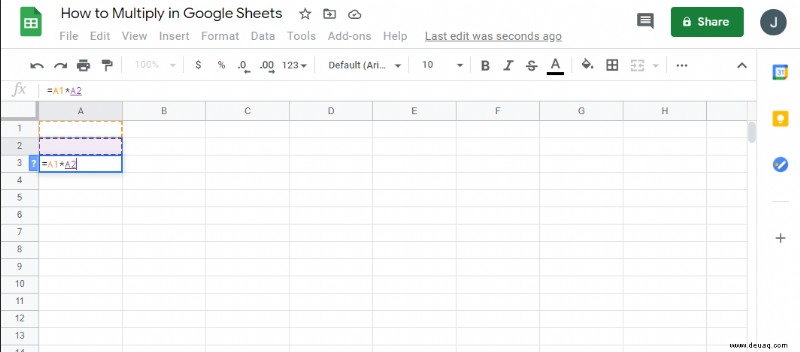Wie man in Google Tabellen multipliziert