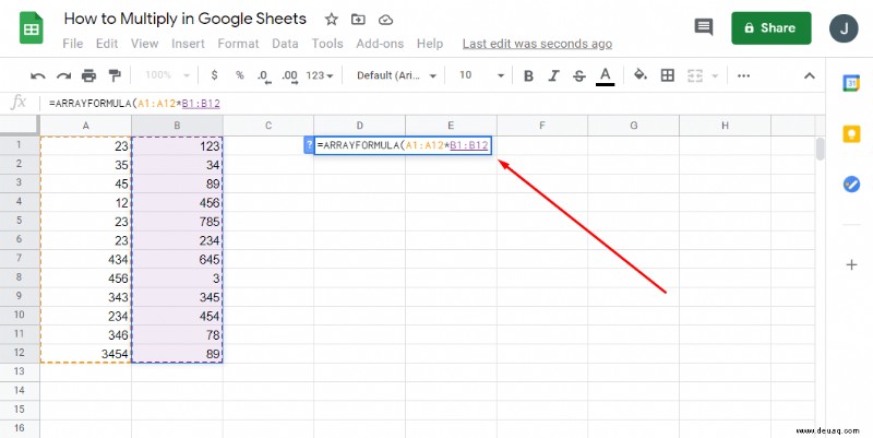 Wie man in Google Tabellen multipliziert