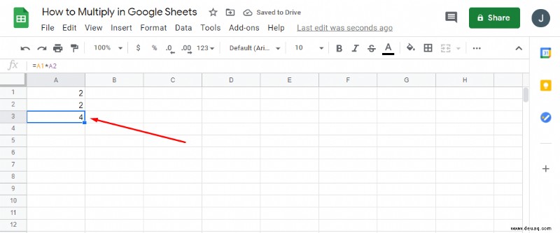 Wie man in Google Tabellen multipliziert
