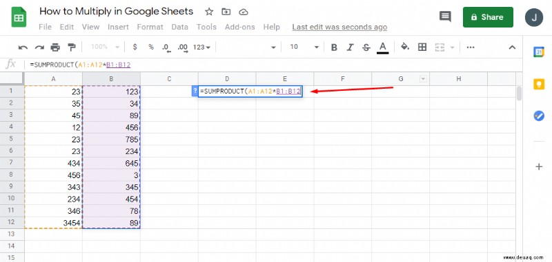 Wie man in Google Tabellen multipliziert