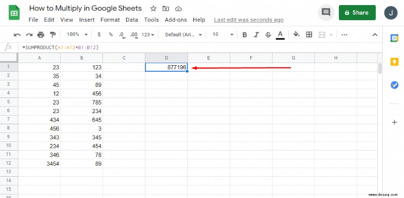 Wie man in Google Tabellen multipliziert
