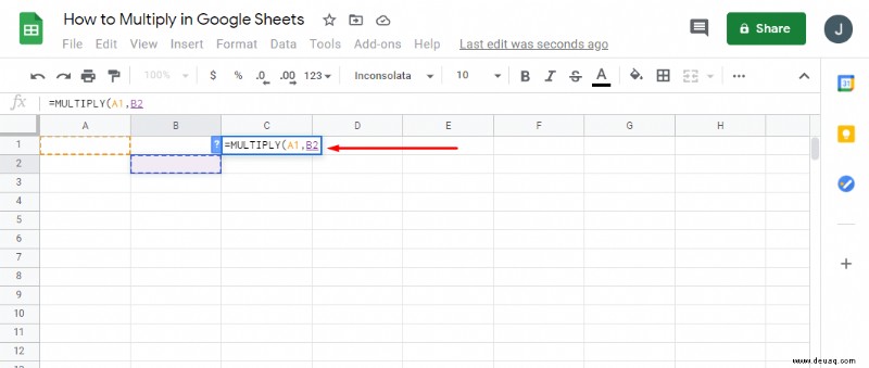 Wie man in Google Tabellen multipliziert