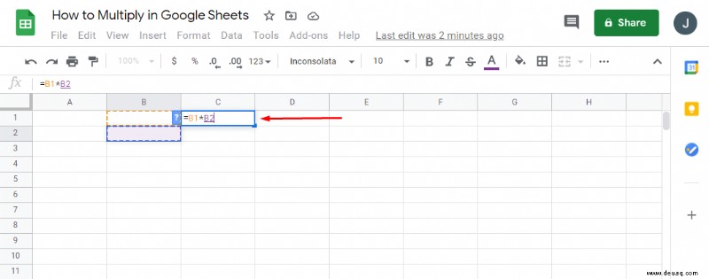 Wie man in Google Tabellen multipliziert