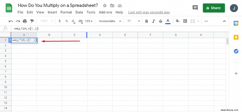 Wie man in Google Tabellen multipliziert