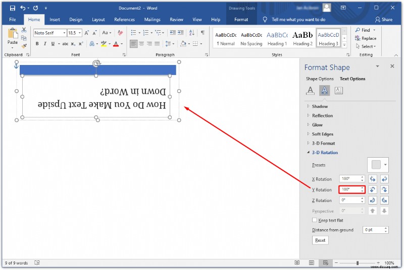So drehen Sie Text in Word
