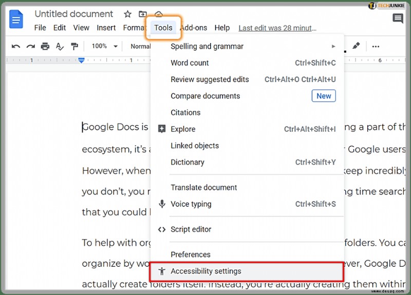 Kann Google Docs Dokumente laut vorlesen?