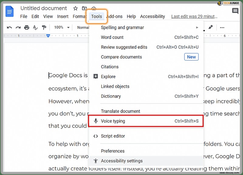 Kann Google Docs Dokumente laut vorlesen?