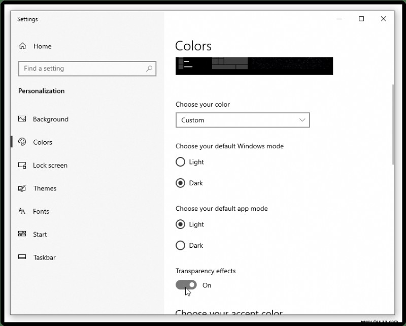 So konfigurieren Sie eine transparente Taskleiste in Windows 10