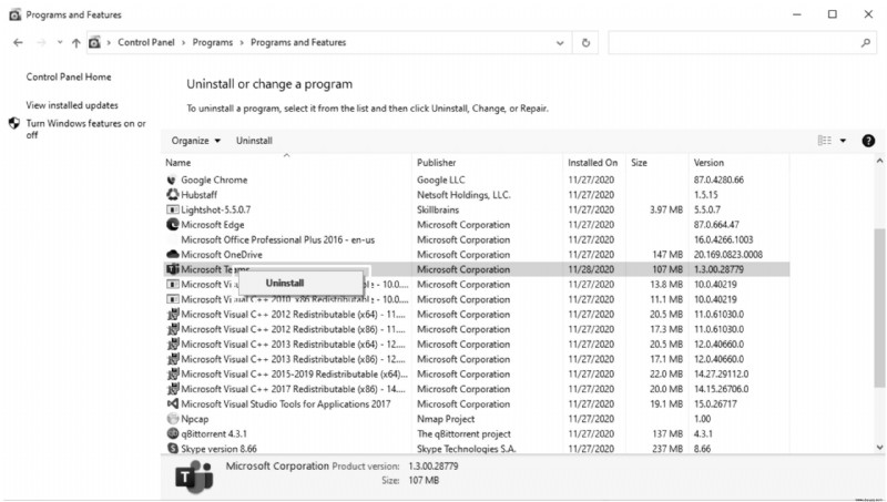 So deinstallieren Sie Microsoft Teams