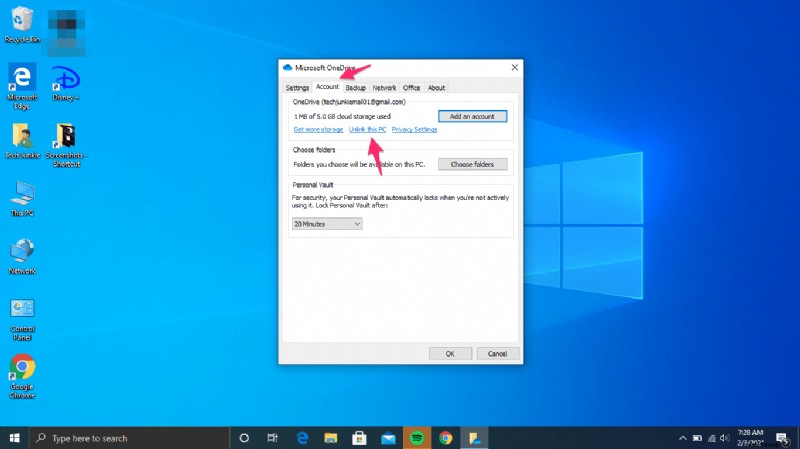 So ändern oder wechseln Sie Ihr OneDrive-Konto in Windows 10