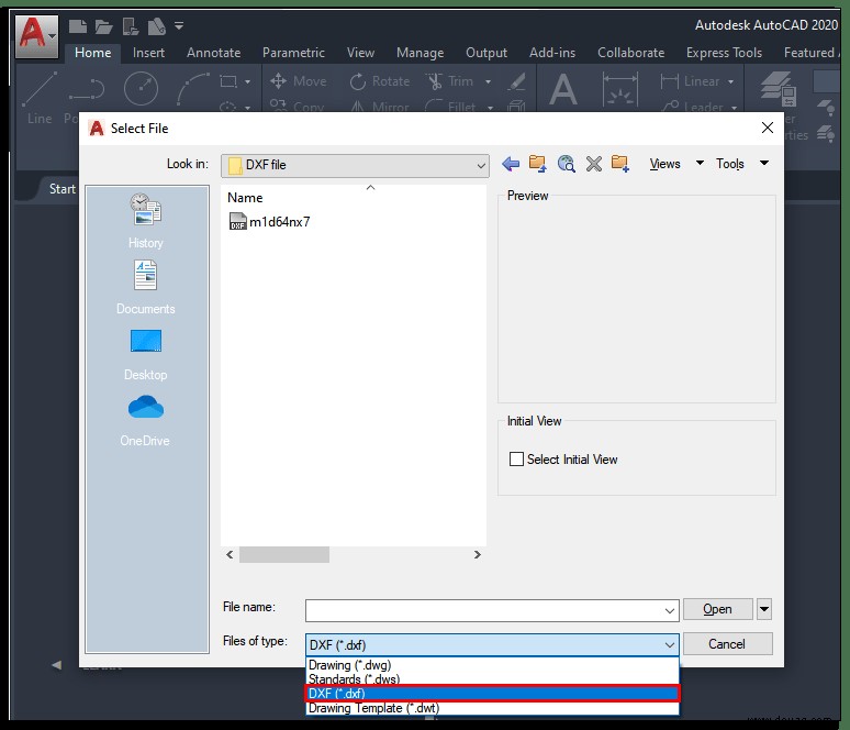 So öffnen Sie eine DXF-Datei