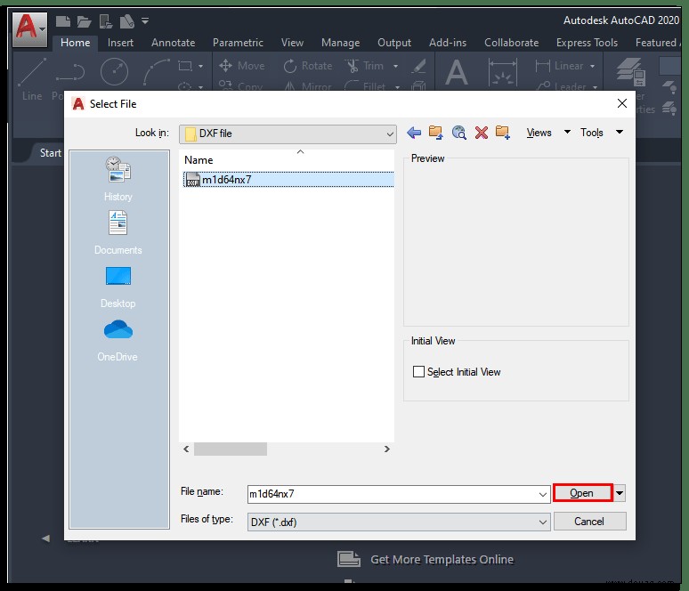 So öffnen Sie eine DXF-Datei