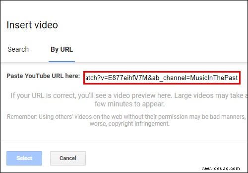 Einbetten eines YouTube-Videos in ein Google-Dokument