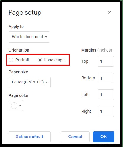 Wie man nur eine Seite im Querformat in Google Docs erstellt